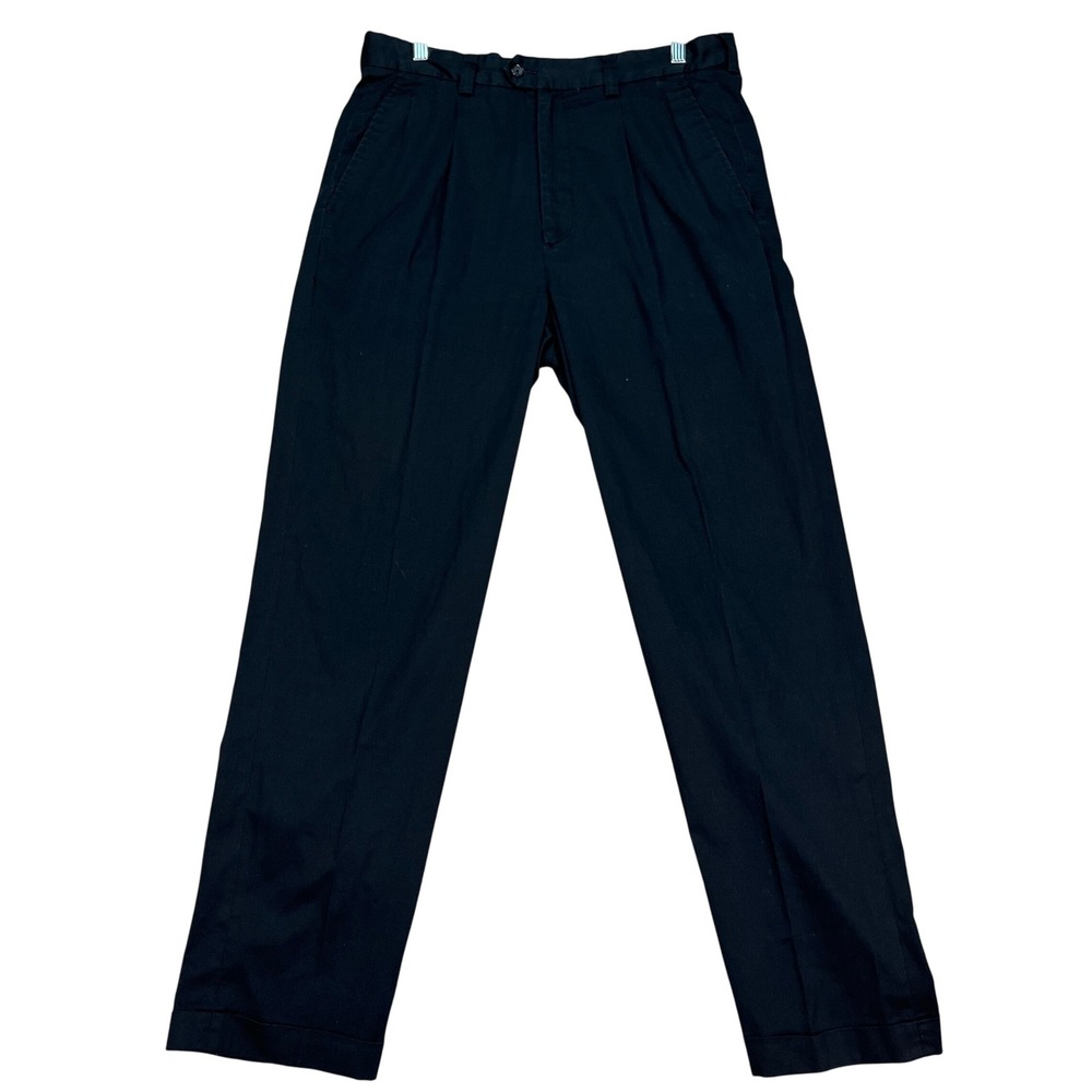Callaway Pants Men 34x32 Black Double Pleated Dress Straight Leg Lightweight